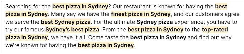 Keyword Stuffing Example